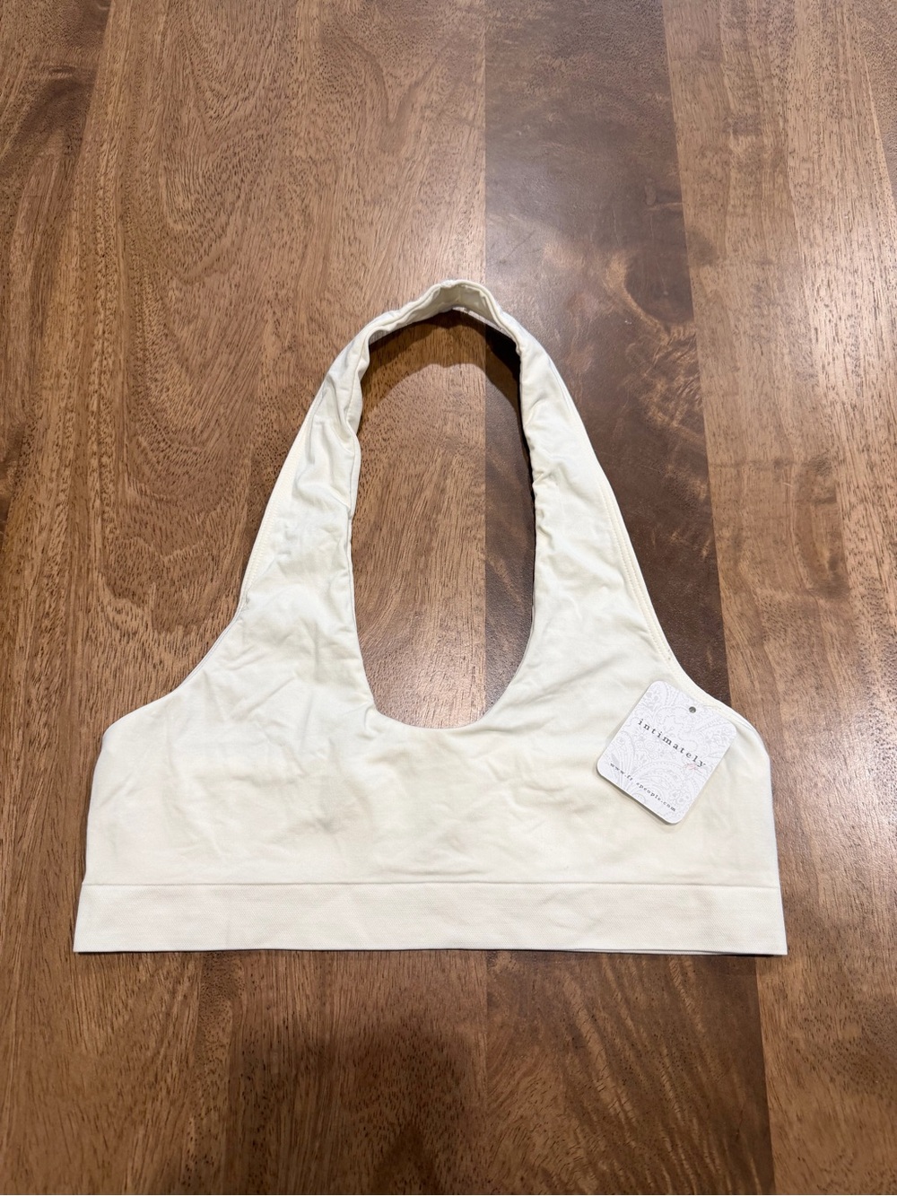 Free People Halter Cream Seamless Scoop-Back Bralette